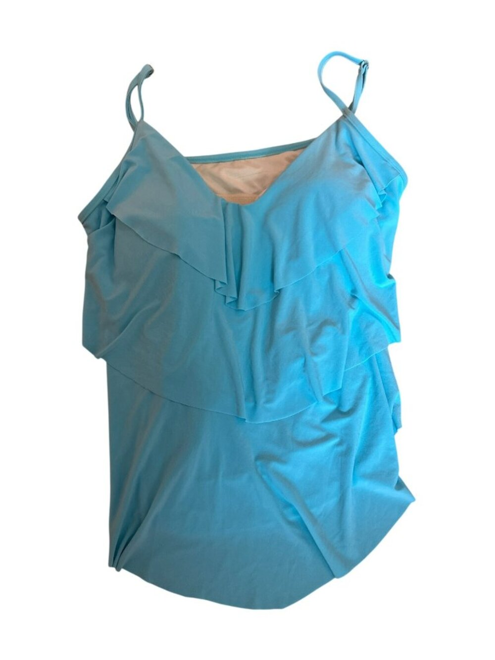 Aqua Green Brand Tankini Top XL Blue Women’s Tiered Swimsuit Tank